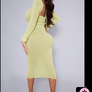 Green PLT sheer knit midi dress 💚